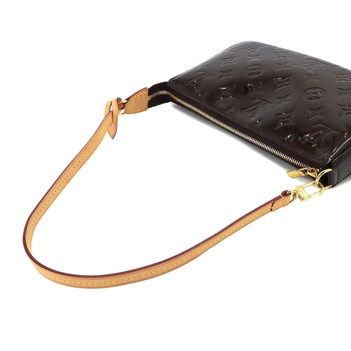 Louis Vuitton Monogram Vernis Pochette Accessoires Hand Bag Leather Amaranth — view 6