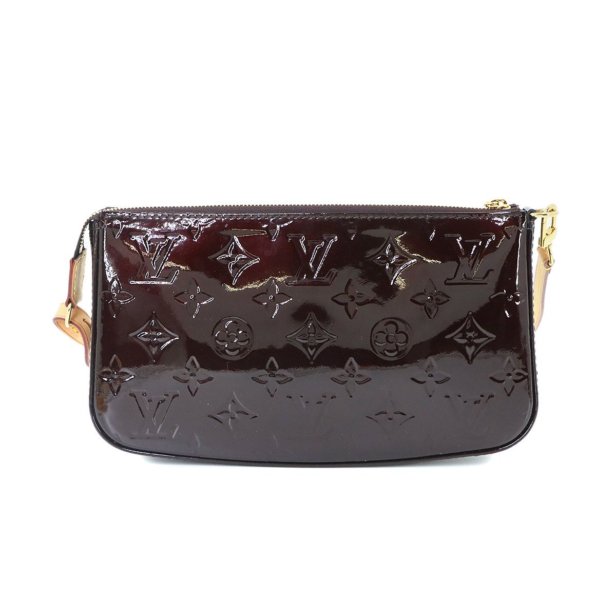 Louis Vuitton Monogram Vernis Pochette Accessoires Hand Bag Leather Amaranth — view 3