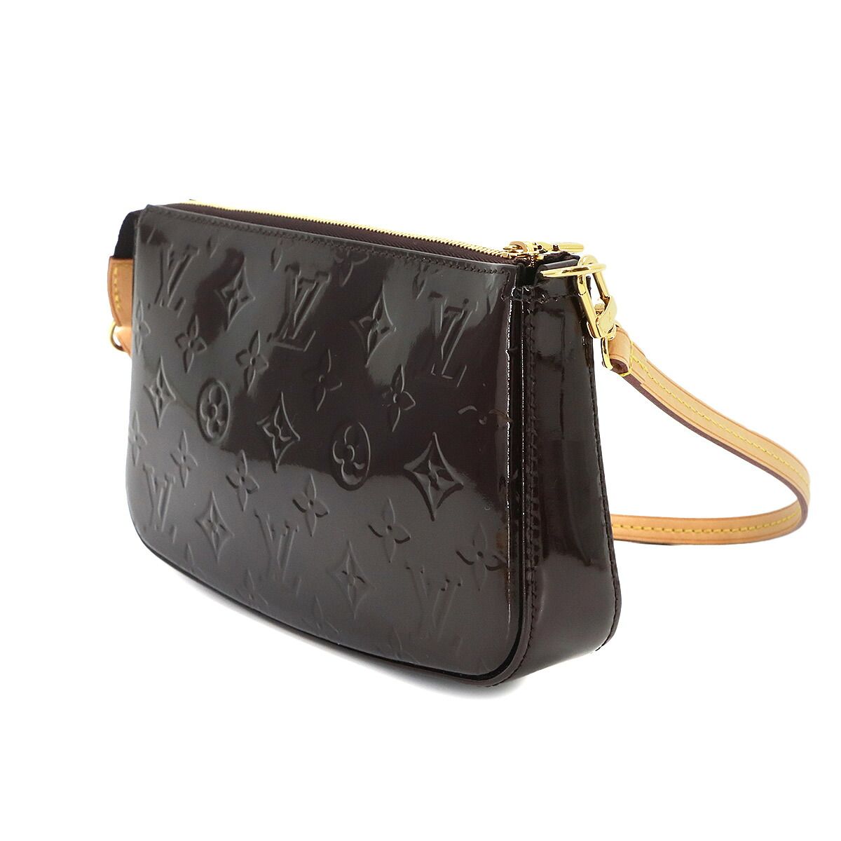 Louis Vuitton Monogram Vernis Pochette Accessoires Hand Bag Leather Amaranth — view 4