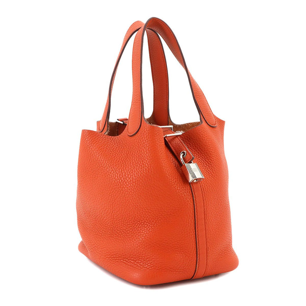 Hermes Picotin Lock 18 PM Hand Bag Taurillon Clemence Tail Battue Silver PM — view 3
