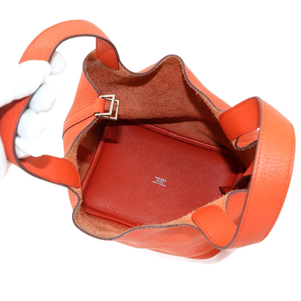 Hermes Picotin Lock 18 PM Hand Bag Taurillon Clemence Tail Battue Silver PM — view 6