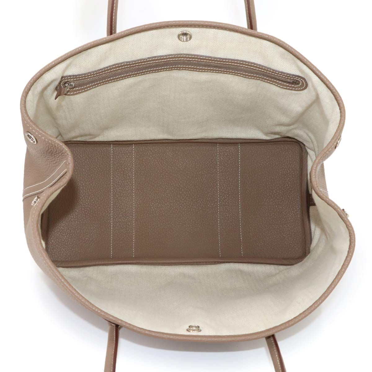 Hermes Garden Party PM Tote Bag Negonda Etoupe Silver — view 7