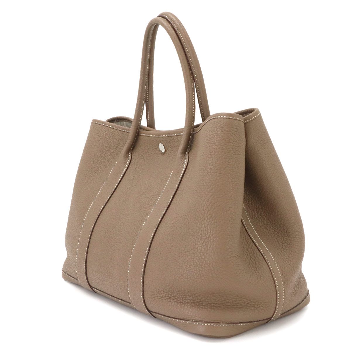 Hermes Garden Party PM Tote Bag Negonda Etoupe Silver — view 4