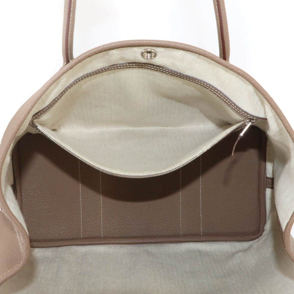 Hermes Garden Party PM Tote Bag Negonda Etoupe Silver — view 8