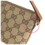 Gucci Vintage Beige Gold GG Canvas Leather Handbag Pouch — view 5