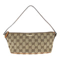 Gucci Vintage Beige Gold GG Canvas Leather Handbag Pouch
