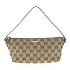 Gucci Vintage Beige Gold GG Canvas Leather Handbag Pouch