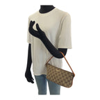 Gucci Vintage Beige Gold GG Canvas Leather Handbag Pouch — view 7