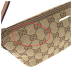 Gucci Vintage Beige Gold GG Canvas Leather Handbag Pouch — view 6