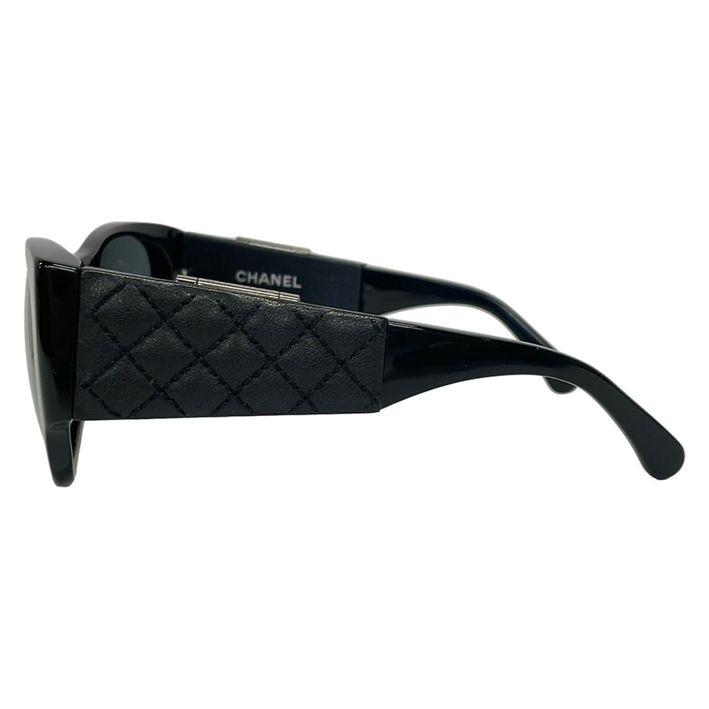 Chanel Sunglasses Black with Mirror Quilted Leather Eyewear — view 2