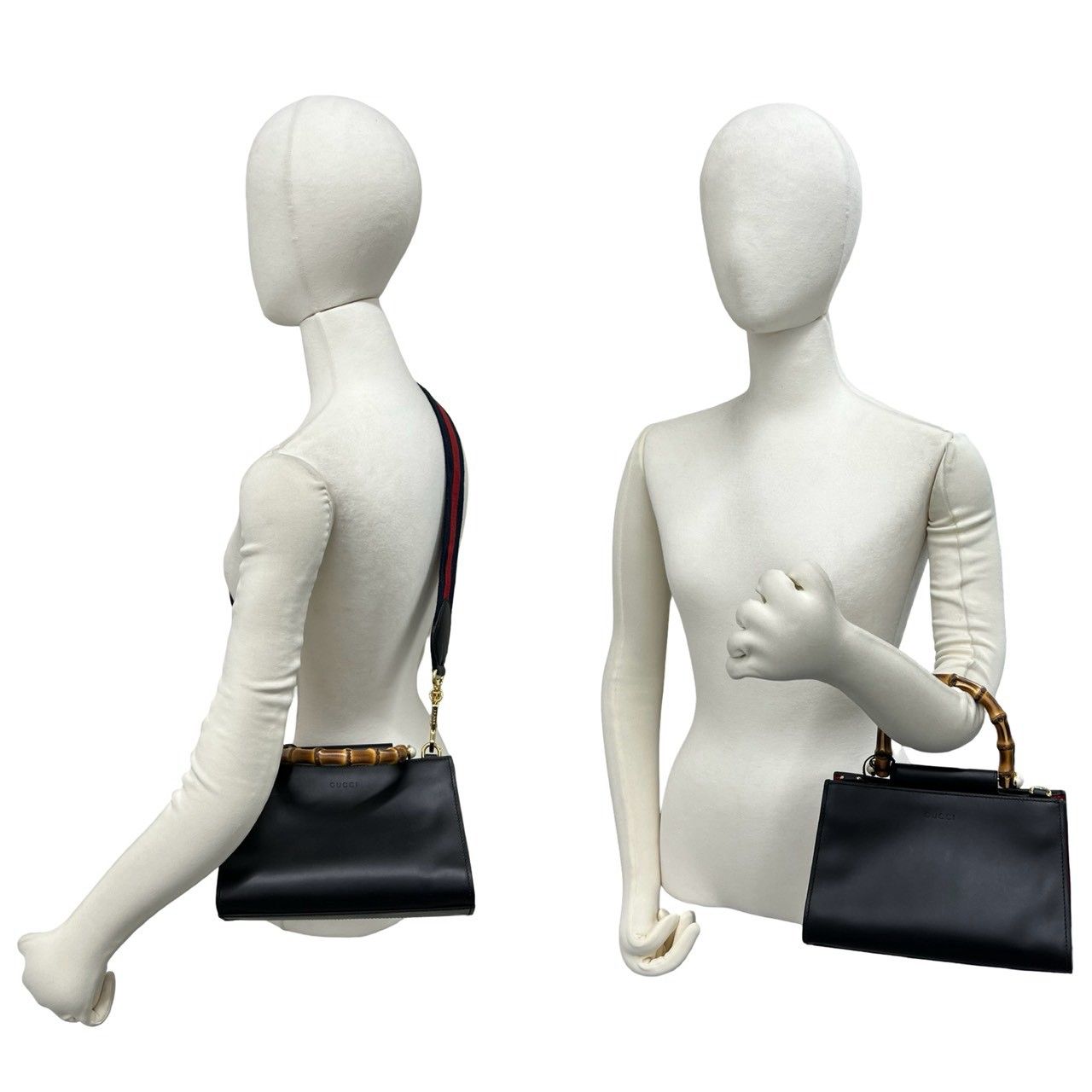 Gucci Nymphaea Bamboo Sherry Line Leather 2-Way Shoulder Bag Black — view 2