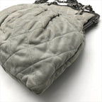 Chanel Chain Shoulder Bag CC Logo Kiss Lock 2-Way Suede Diver Nylon Gray — view 5