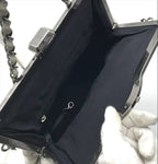 Chanel Chain Shoulder Bag CC Logo Kiss Lock 2-Way Suede Diver Nylon Gray — view 8