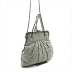 Chanel Chain Shoulder Bag CC Logo Kiss Lock 2-Way Suede Diver Nylon Gray — view 2