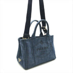 Prada 2-Way Denim Simple Canapa Shoulder Bag Blue — view 2