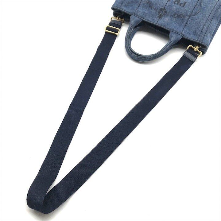 Prada 2-Way Denim Simple Canapa Shoulder Bag Blue — view 7