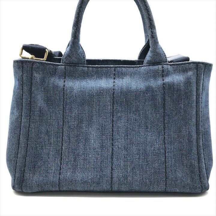 Prada 2-Way Denim Simple Canapa Shoulder Bag Blue — view 3