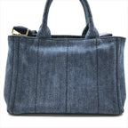 Prada 2-Way Denim Simple Canapa Shoulder Bag Blue — view 3