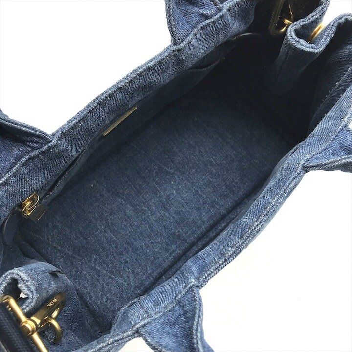 Prada 2-Way Denim Simple Canapa Shoulder Bag Blue — view 8