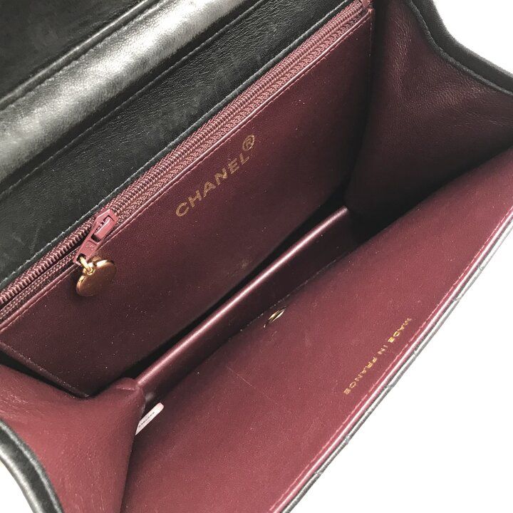 Chanel Shoulder Bag Quilted Push Lock Vintage CC Logo Black — view 8