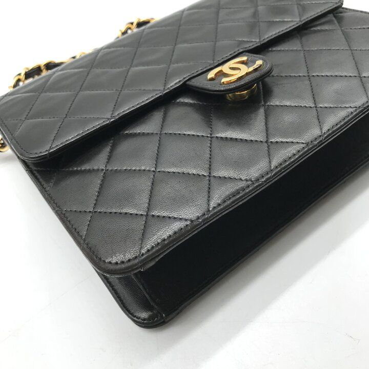 Chanel Shoulder Bag Quilted Push Lock Vintage CC Logo Black — view 5