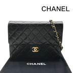 Chanel Shoulder Bag Quilted Push Lock Vintage CC Logo Black