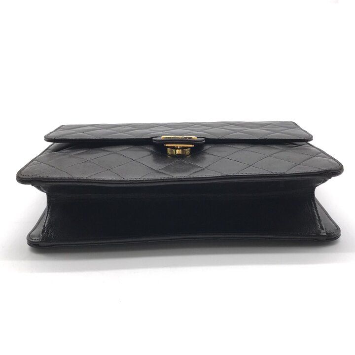 Chanel Shoulder Bag Quilted Push Lock Vintage CC Logo Black — view 3