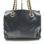 Prada Tote Chain Shoulder Bag Gold Leather Black — view 3