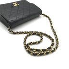 Chanel CC Logo Mini Quilted Lambskin Push Lock Chain Shoulder Bag Black — view 6