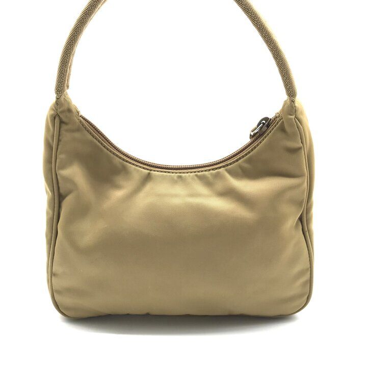 Prada Hand Triangle Plate Pouch Nylon Lightweight Simple Beige — view 3