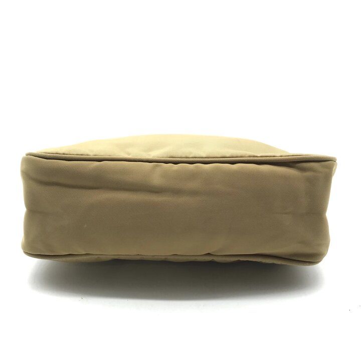 Prada Hand Triangle Plate Pouch Nylon Lightweight Simple Beige — view 4