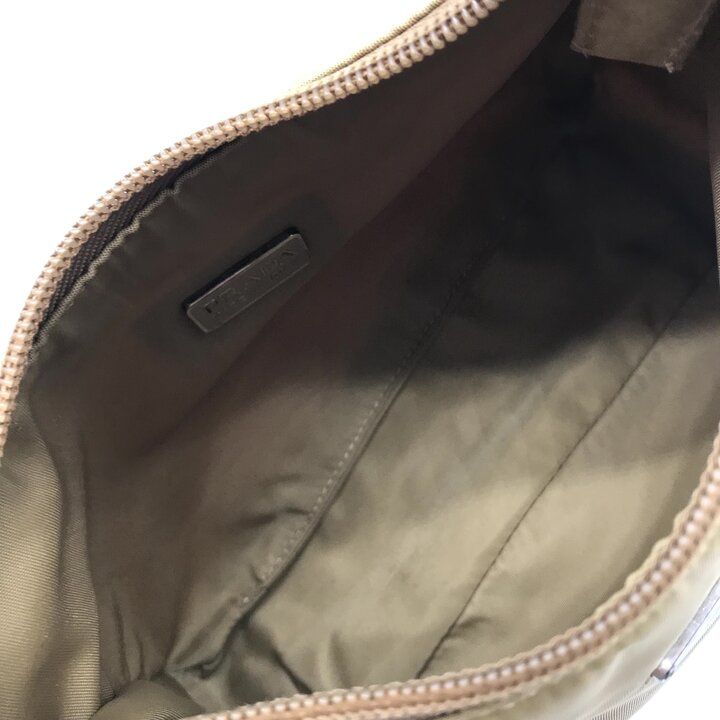 Prada Hand Triangle Plate Pouch Nylon Lightweight Simple Beige — view 8