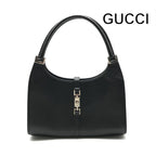 Gucci Jackie Pig Leather Hand Bag Silver Black Bag
