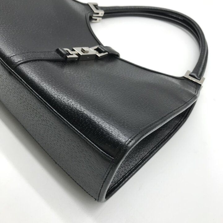 Gucci Jackie Pig Leather Hand Bag Silver Black Bag — view 5