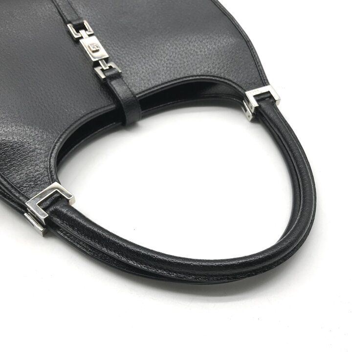 Gucci Jackie Pig Leather Hand Bag Silver Black Bag — view 7