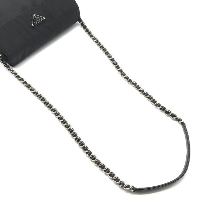 Prada Nylon Tessuto Chain Shoulder Bag Black — view 7