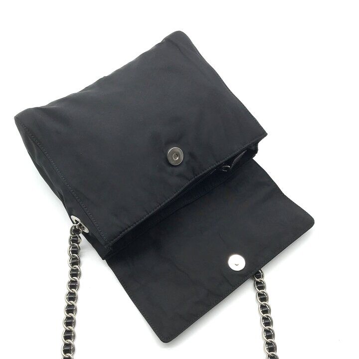 Prada Nylon Tessuto Chain Shoulder Bag Black — view 8