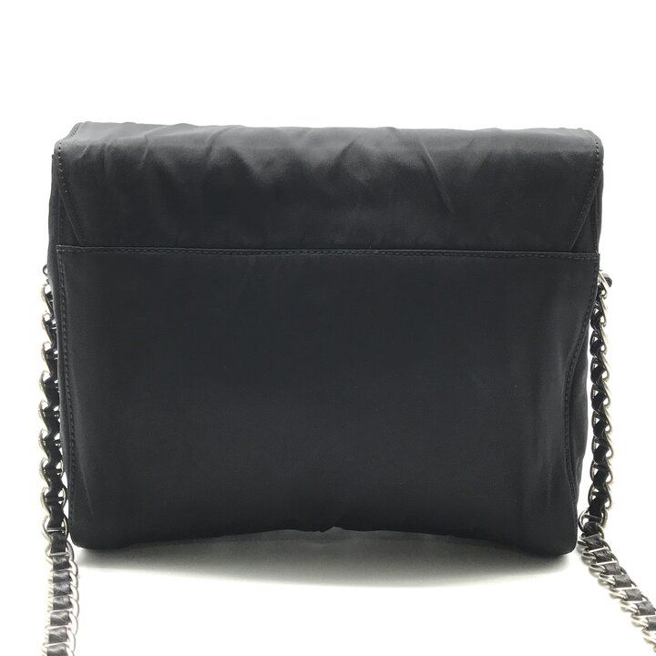 Prada Nylon Tessuto Chain Shoulder Bag Black — view 3