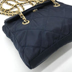 Prada Mini Quilted Nylon Chain Shoulder Tote Bag Navy — view 5