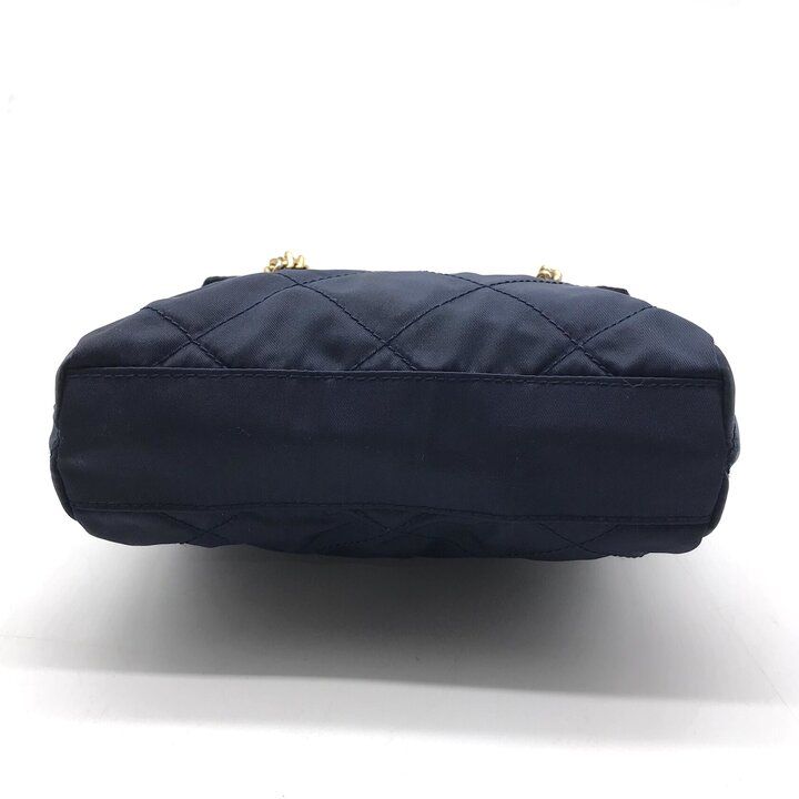 Prada Mini Quilted Nylon Chain Shoulder Tote Bag Navy — view 3