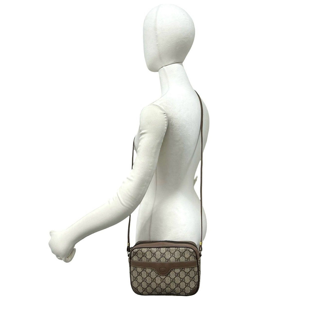 Gucci Vintage GG Pattern Logo Leather Shoulder Bag Pochette Brown — view 2