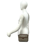 Gucci Vintage GG Pattern Logo Leather Shoulder Bag Pochette Brown — view 2