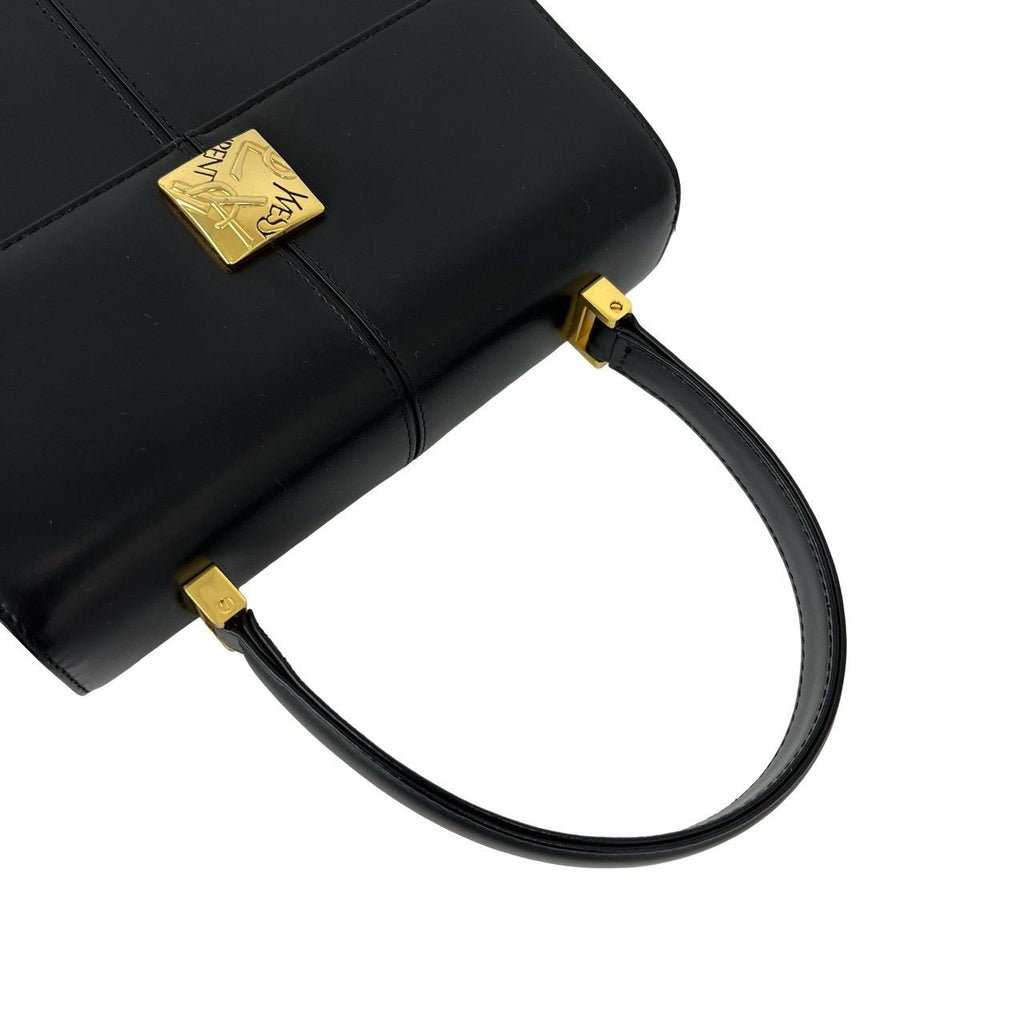 Saint Laurent Vintage YSL Logo Leather Handbag Black — view 4