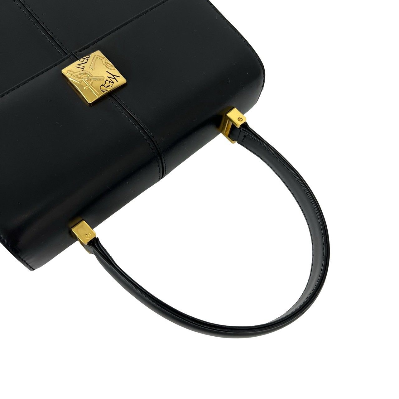 Saint Laurent Vintage YSL Logo Leather Handbag Black — view 4
