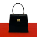 Saint Laurent Vintage YSL Logo Leather Handbag Black