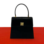 Saint Laurent Vintage YSL Logo Leather Handbag Black