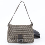 Fendi Zucchino Mamma Baguette Bucket Leather Shoulder Bag