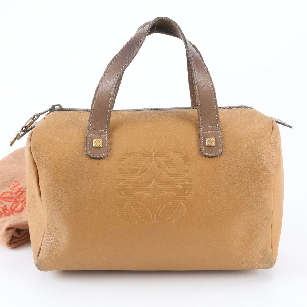 Loewe Vintage Anagram Mini Boston Leather Handbag Tote