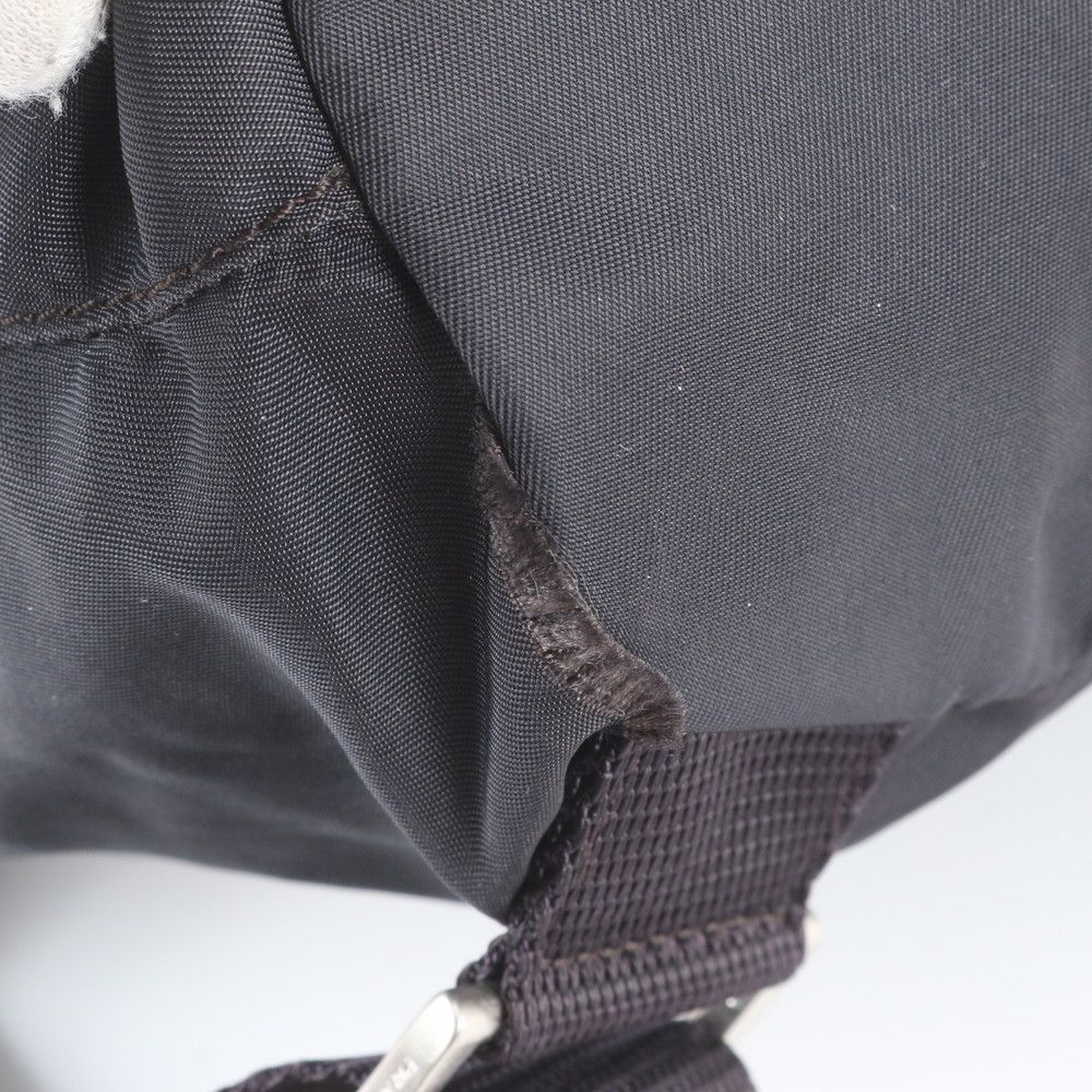 Prada Tessuto Nylon Triangle Logo Leather Backpack Shoulder Bag — view 8