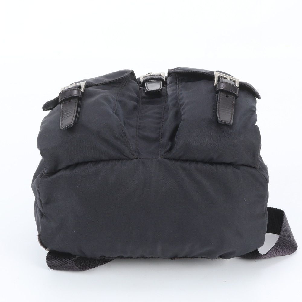Prada Tessuto Nylon Triangle Logo Leather Backpack Shoulder Bag — view 6
